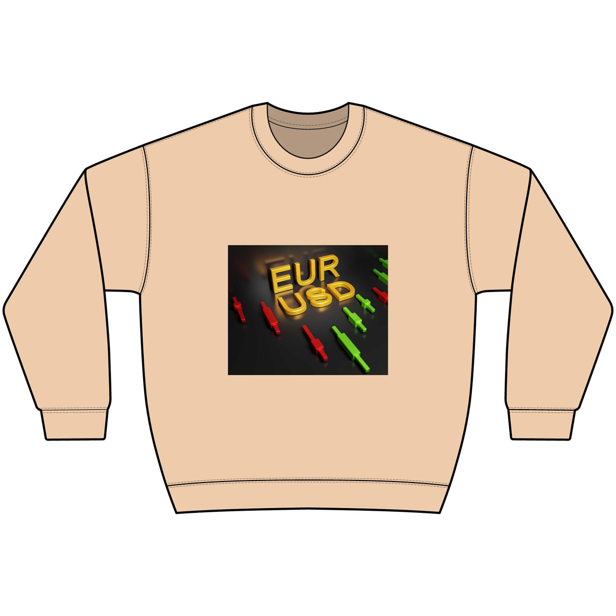 EUR/USD Gold Lettering Black Crewneck Sweatshirt