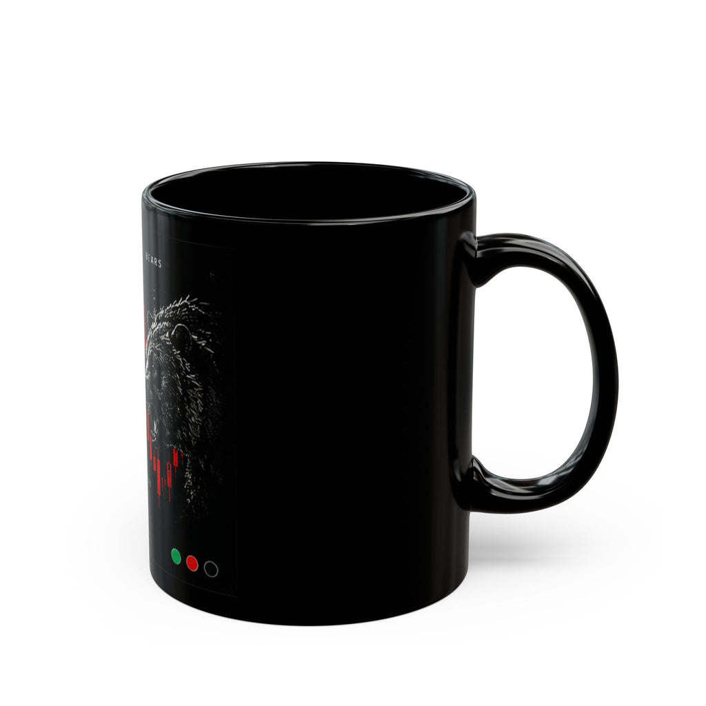 Bull vs Bear Stock Market Mug, Trading Chart Black Mug