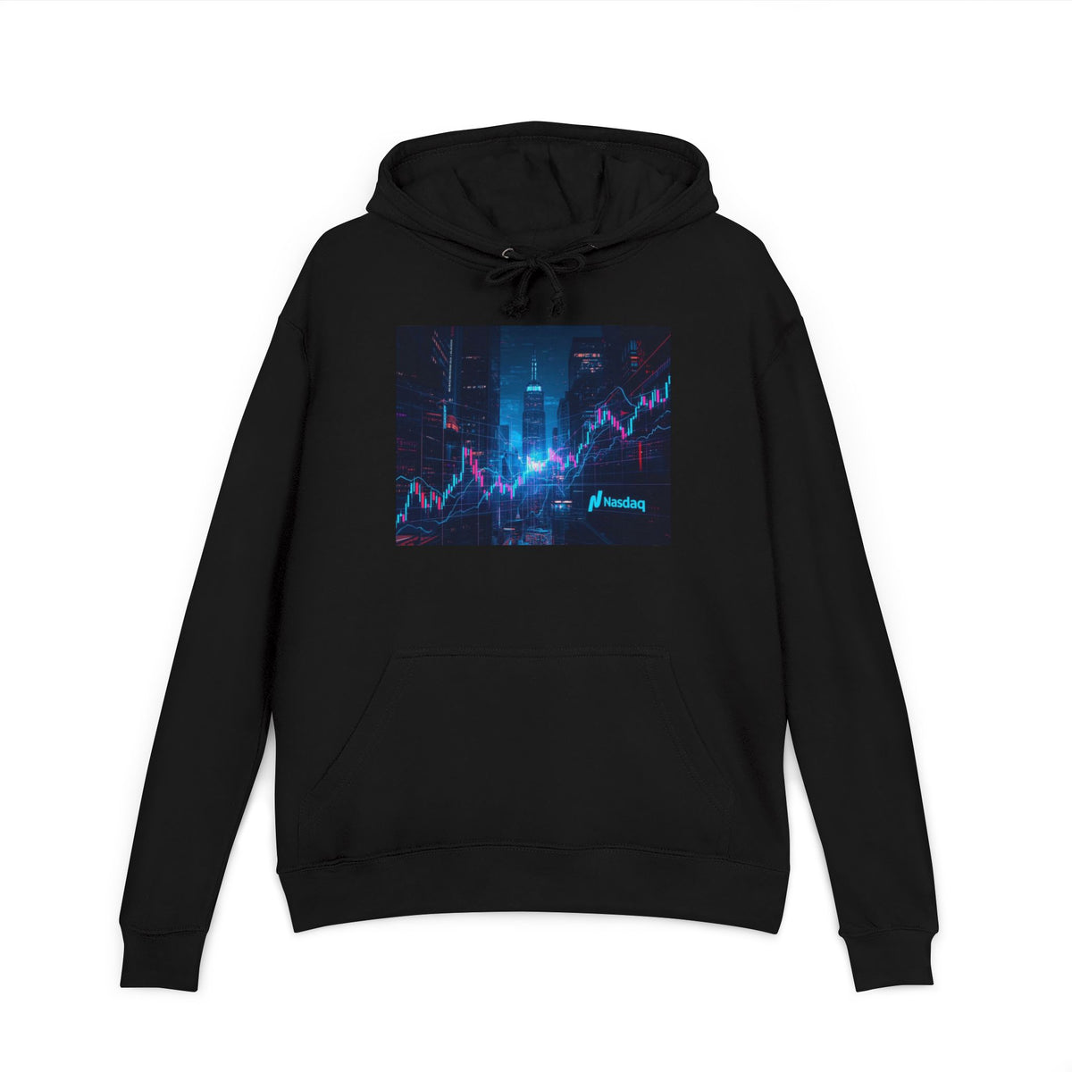 Nasdaq Trading Chart Black French Terry Hoodie