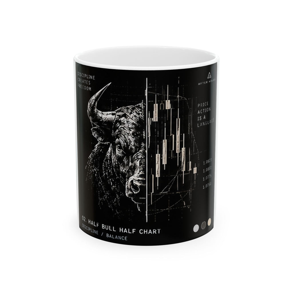 Bull and Stock Market Chart Ceramic Mug