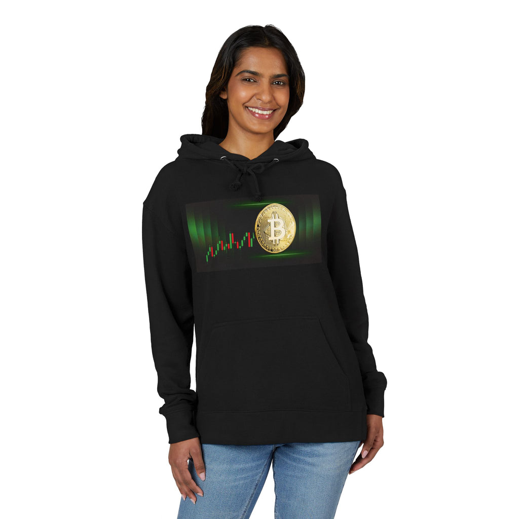 Bitcoin Green Chart Black French Terry Hoodie