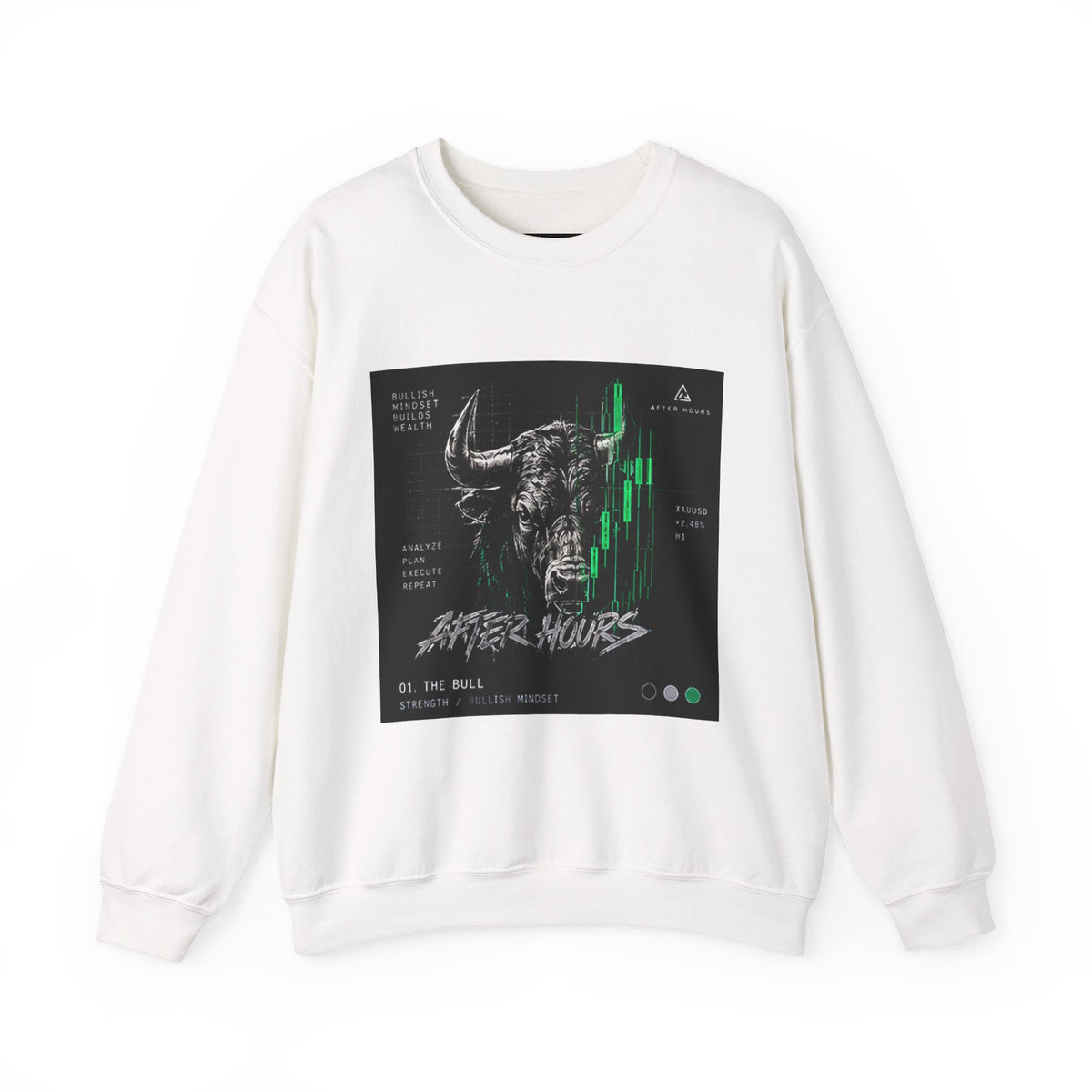 Bull Graphic Art Sweatshirt | Black and Green Print