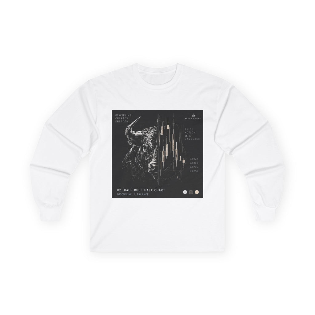 Abstract Black and White Graphic Long Sleeve Tee