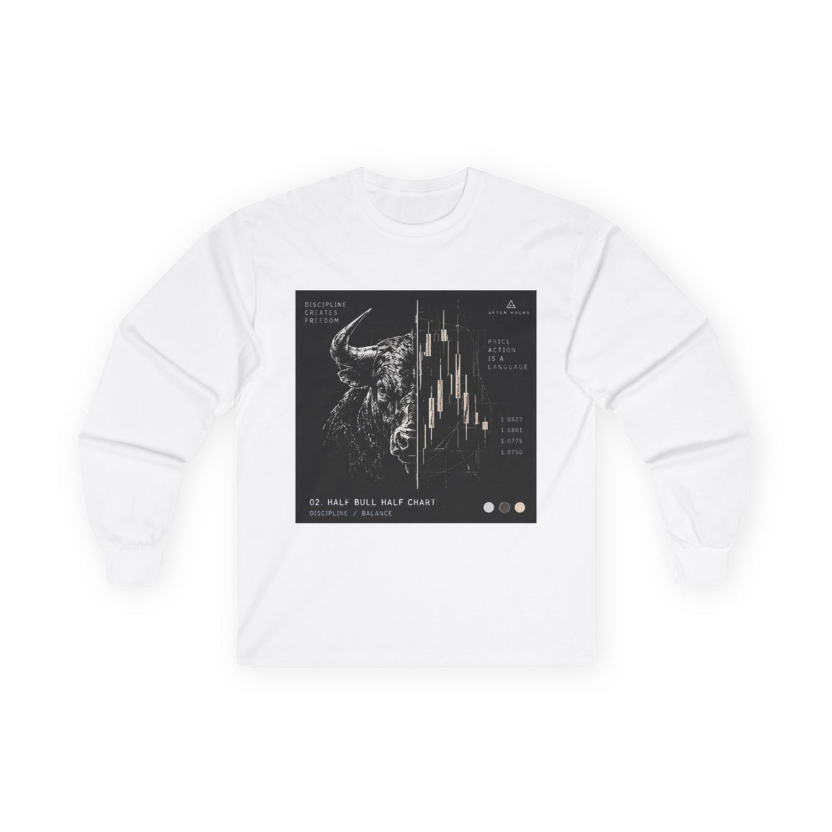 Abstract Black and White Graphic Long Sleeve Tee