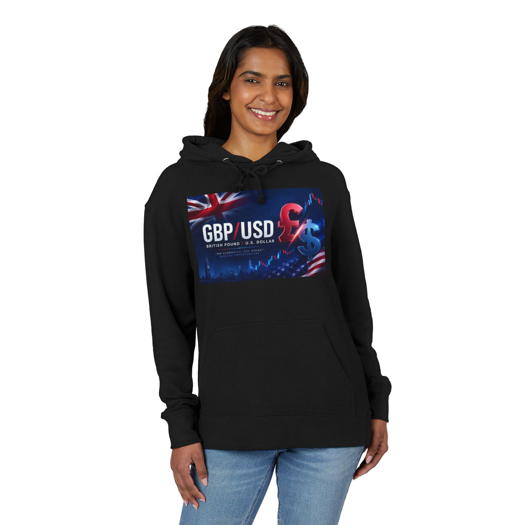 GBP/USD Trading Chart Black French Terry Hoodie