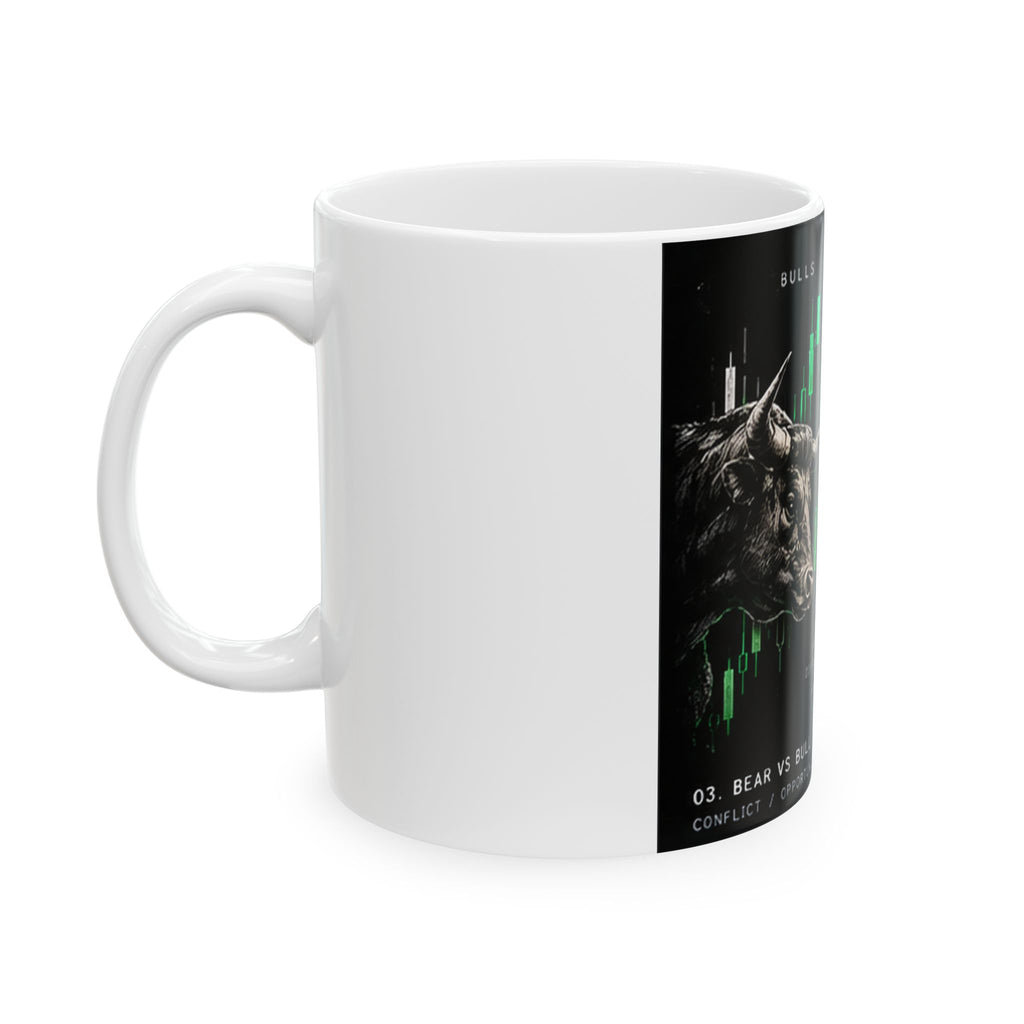 Bull vs Bear Stock Market Mug, Trading Chart Design