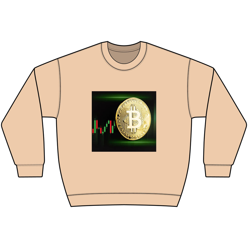 Bitcoin Green Chart Black Crewneck Sweatshirt
