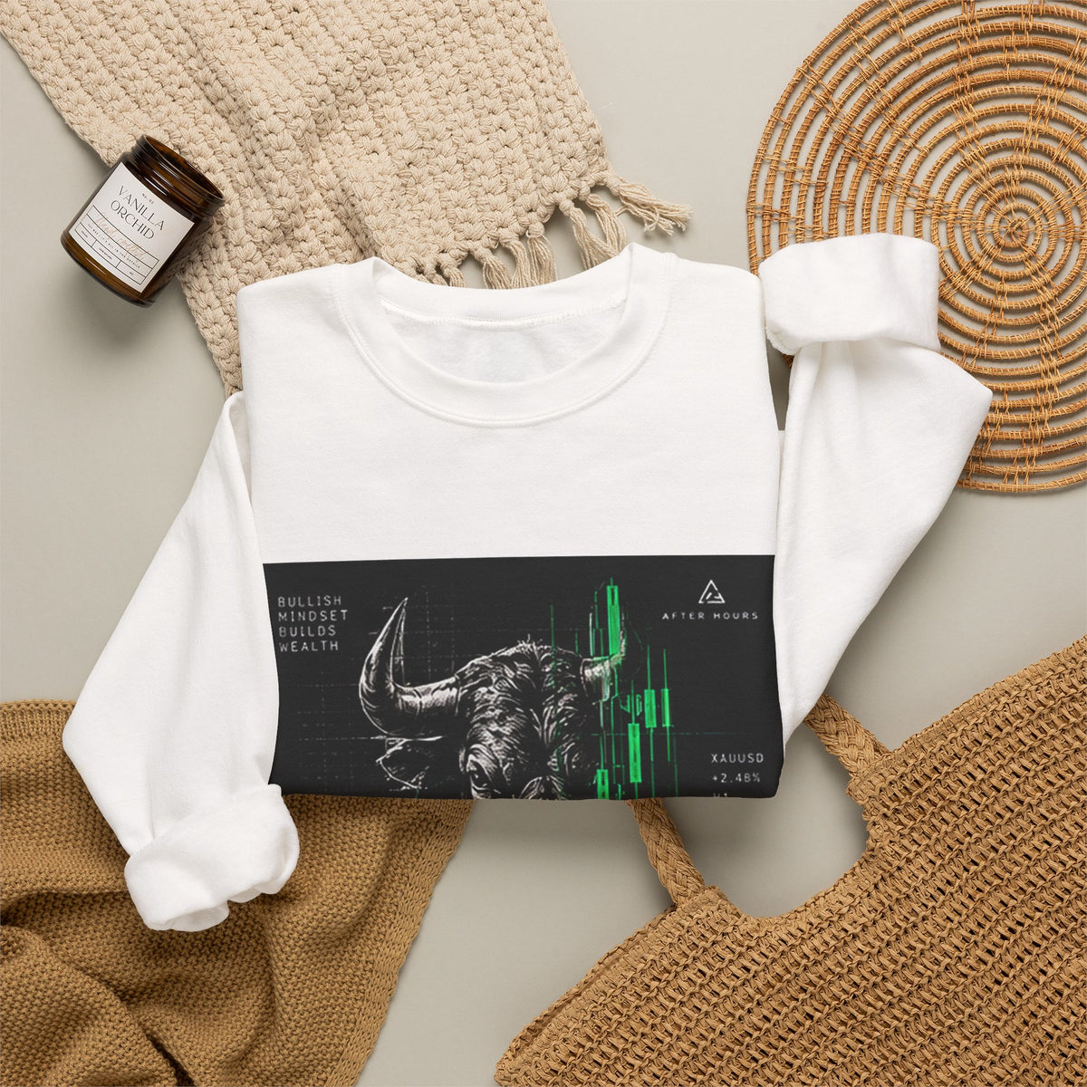 Bull Graphic Art Sweatshirt | Black and Green Print