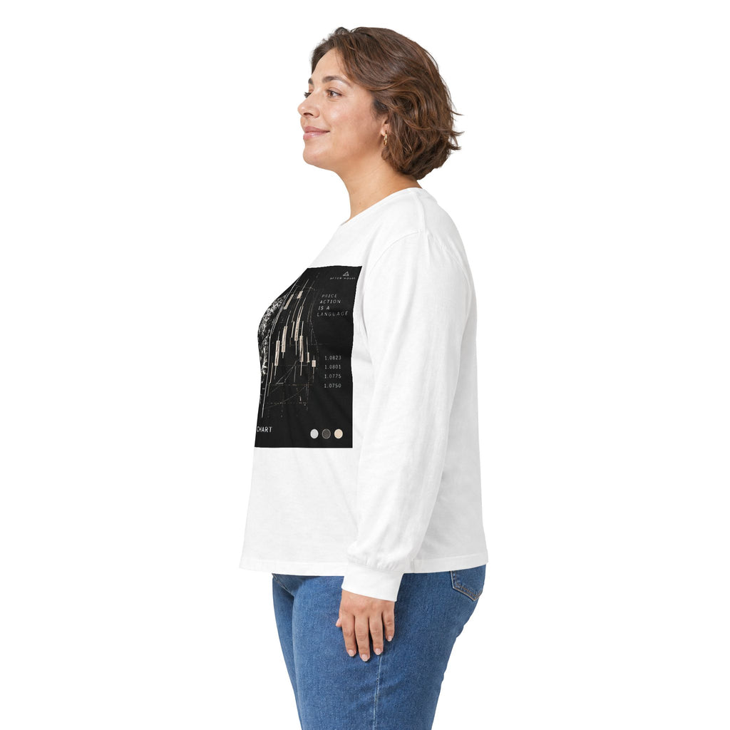 Abstract Black and White Graphic Long Sleeve Tee
