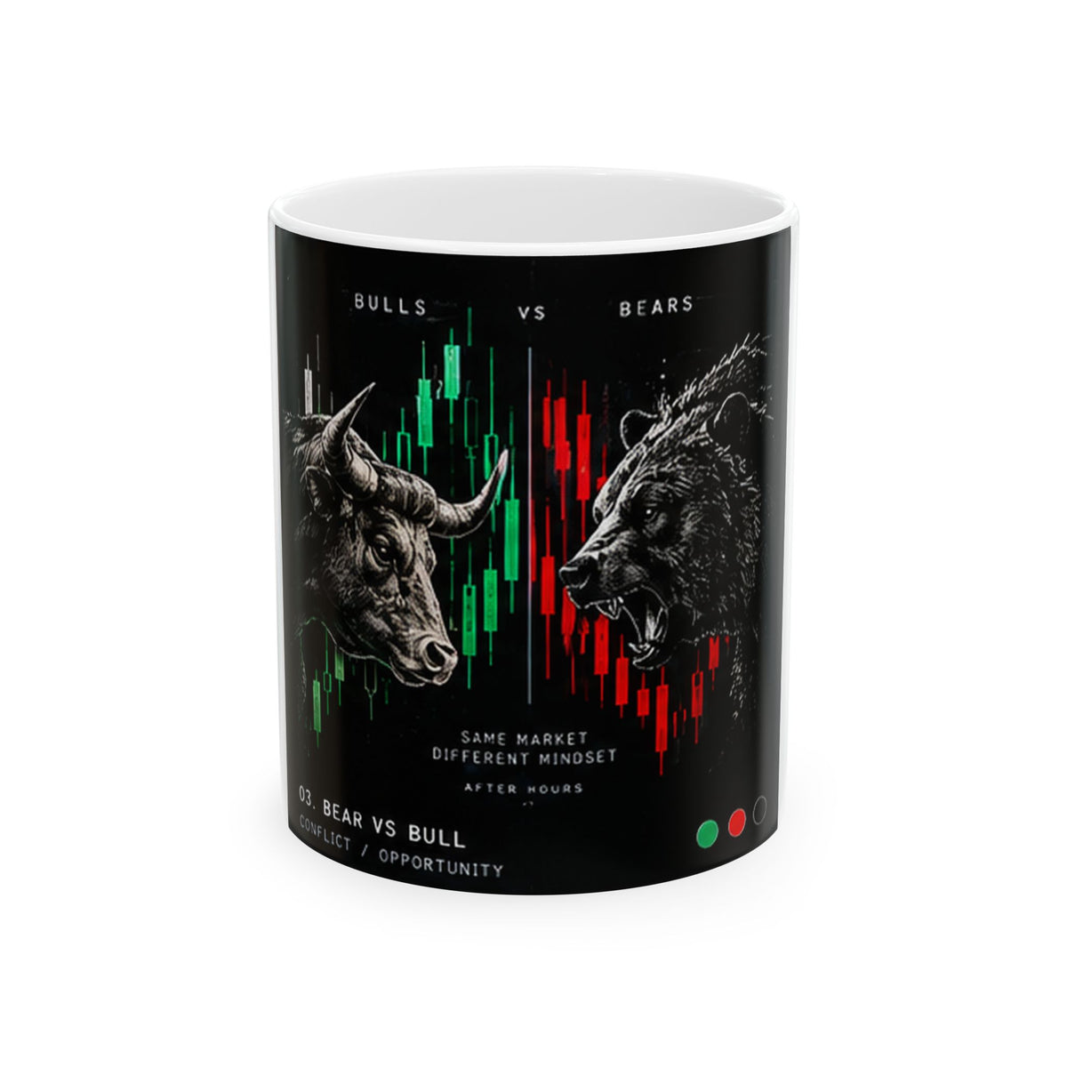 Bull vs Bear Stock Market Mug, Trading Chart Design