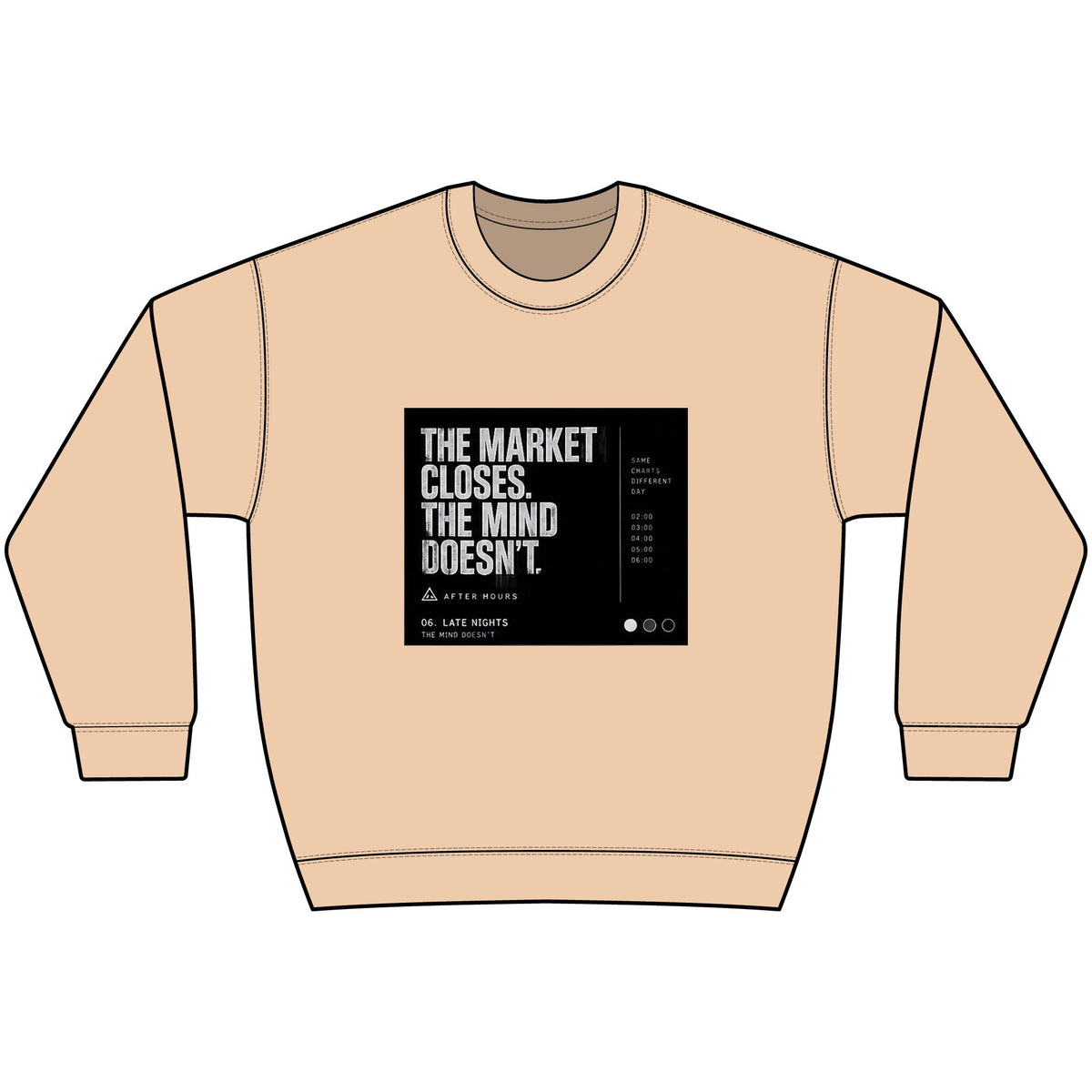 The Market Closes, The Mind Doesn’t Black Crewneck Sweatshirt