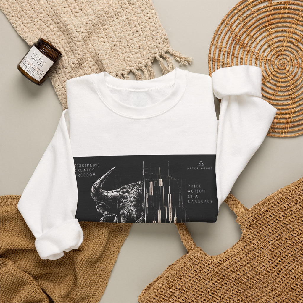 Black and White Bull Art Sweatshirt | Minimalist Graphic Design