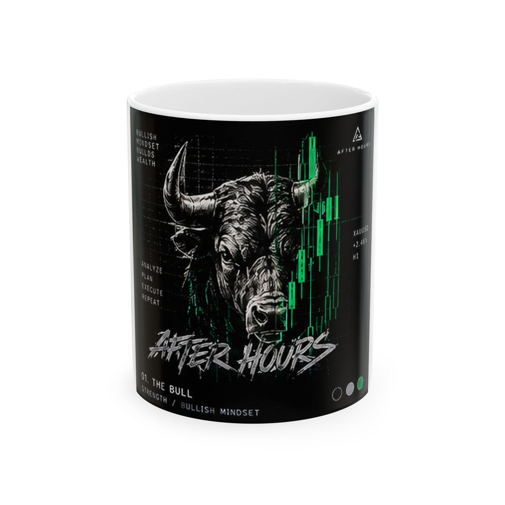 Bull Stock Market Design Mug, Trading Bull Wall Street Ceramic Mug
