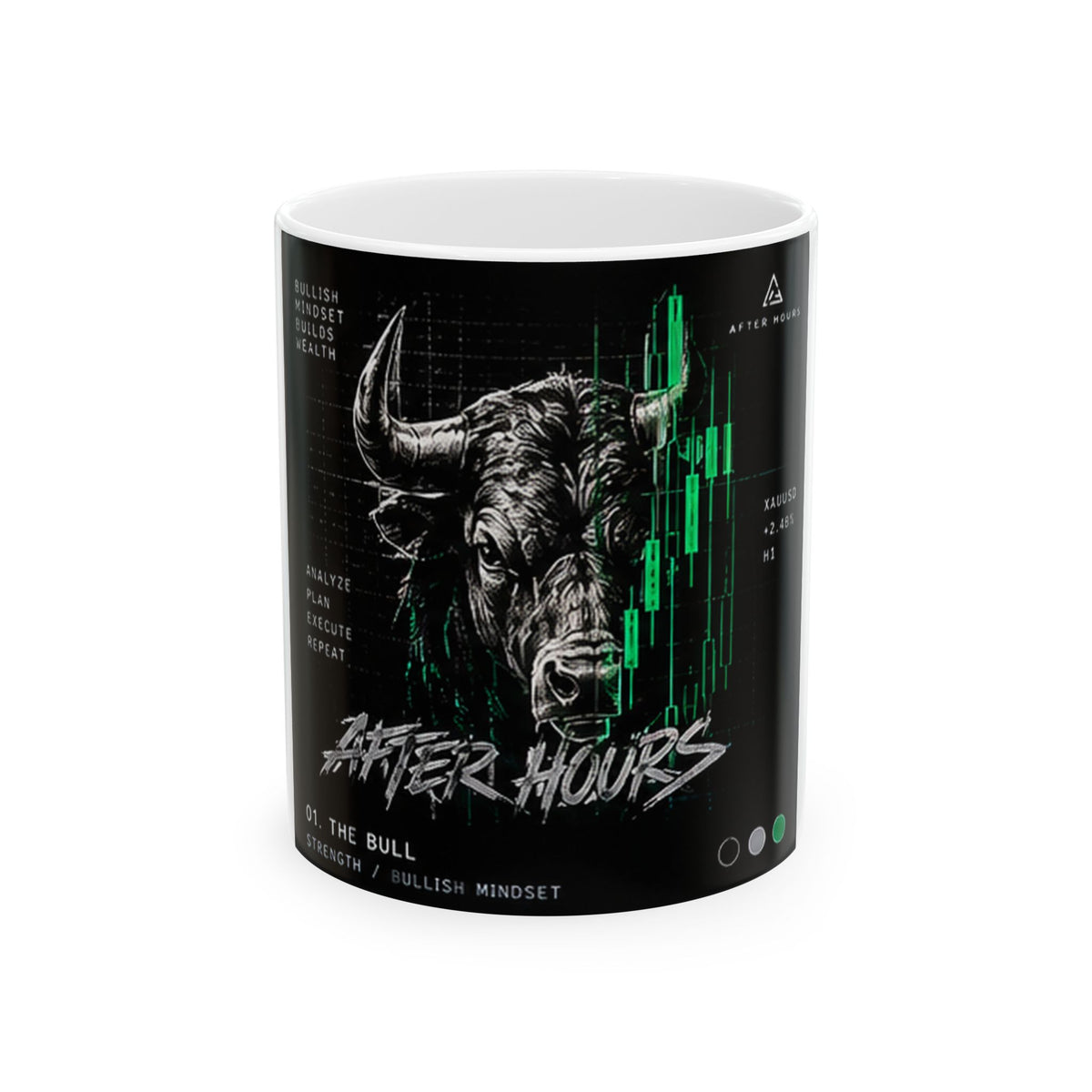 Bull Stock Market Design Mug, Trading Bull Wall Street Ceramic Mug