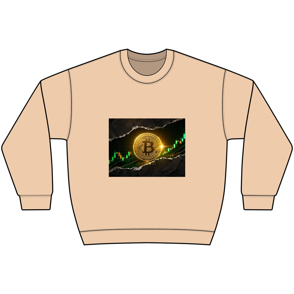 Bitcoin Rising Chart Black Crewneck Sweatshirt