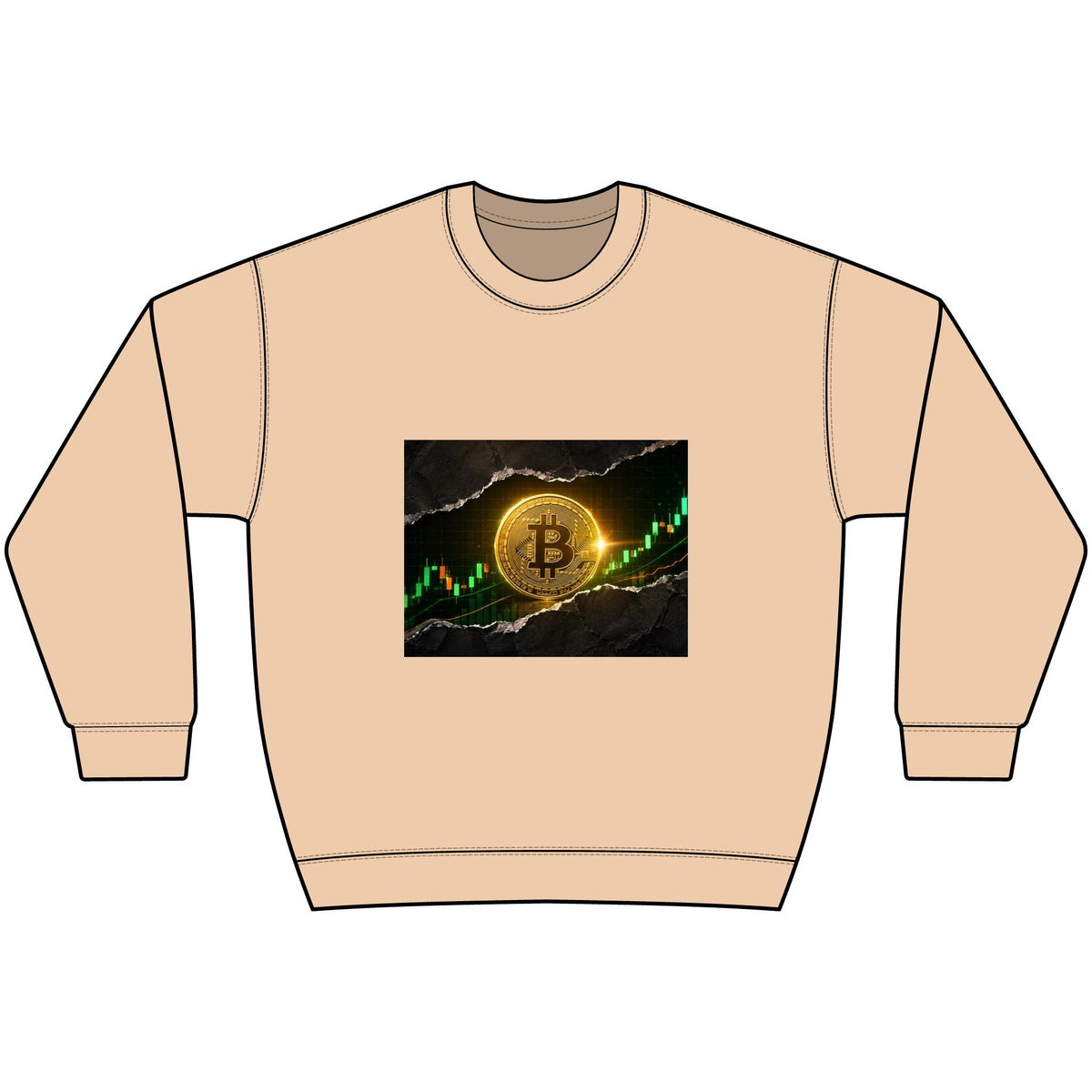 Bitcoin Rising Chart Black Crewneck Sweatshirt