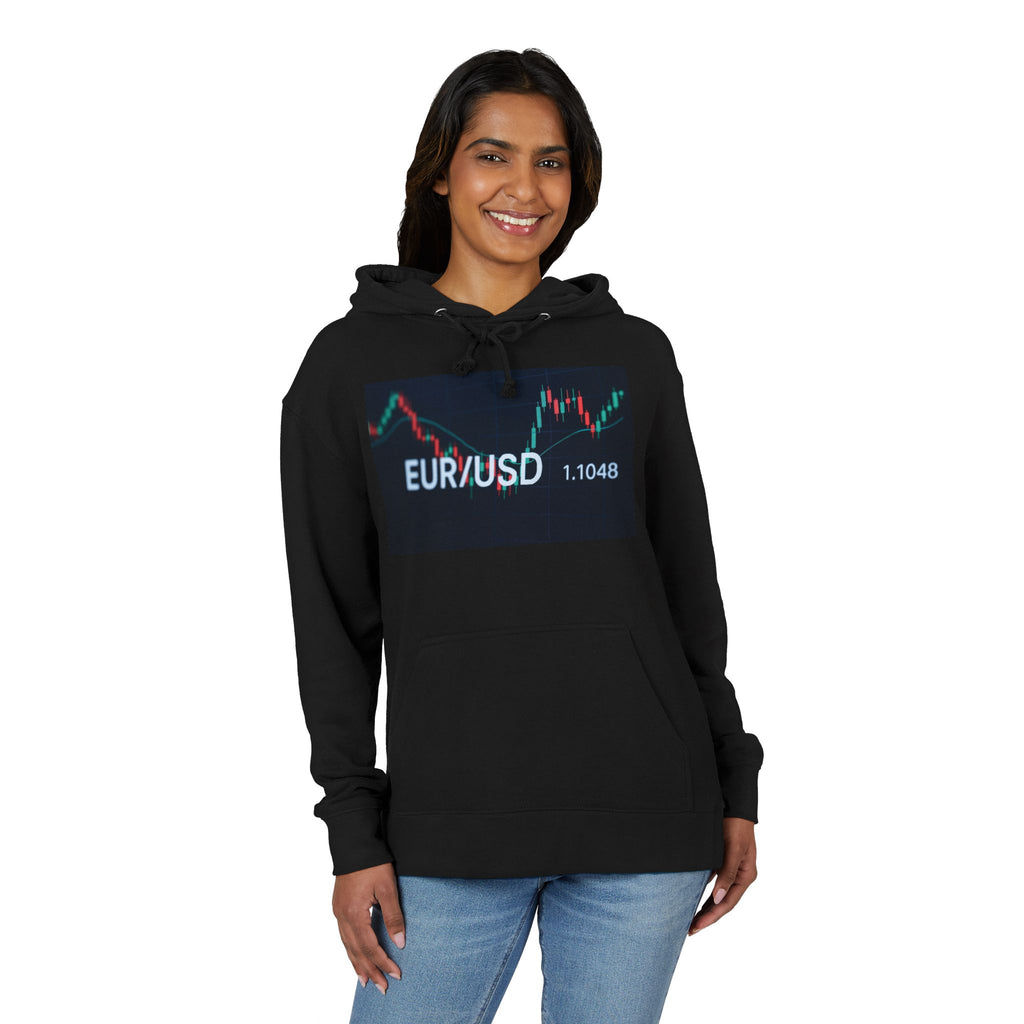 EUR/USD Trading Chart Black French Terry Hoodie