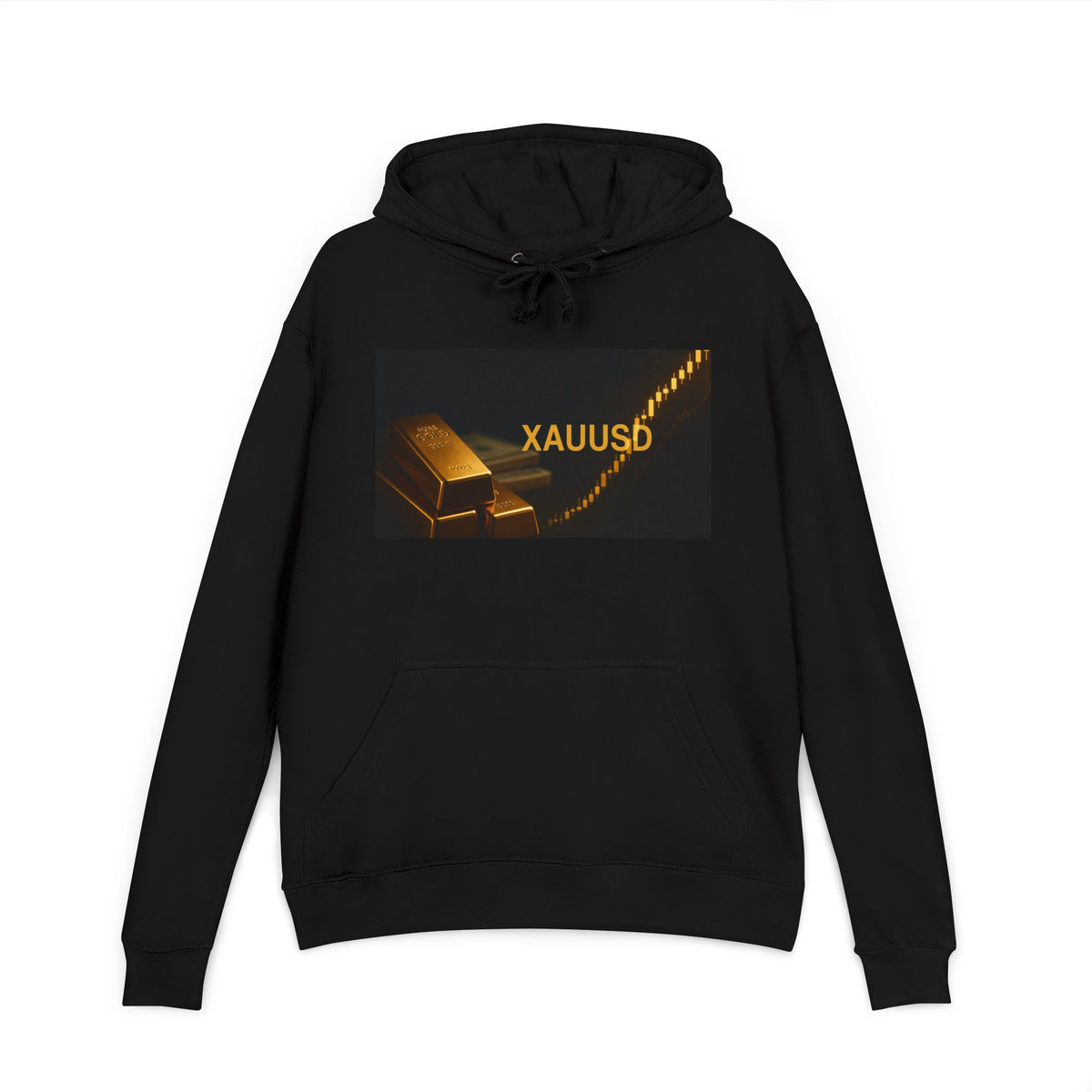 Gold Trading Chart Black French Terry Hoodie