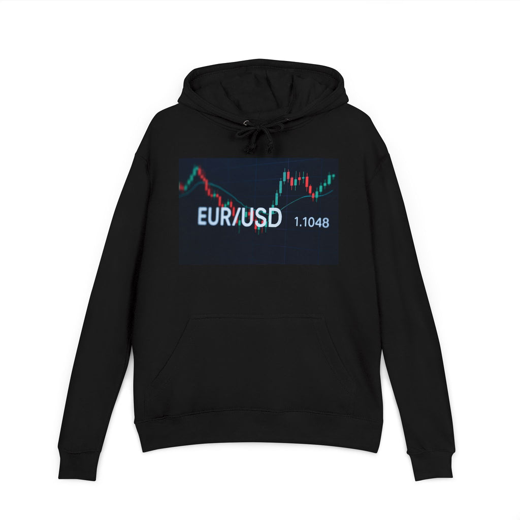 EUR/USD Trading Chart Black French Terry Hoodie