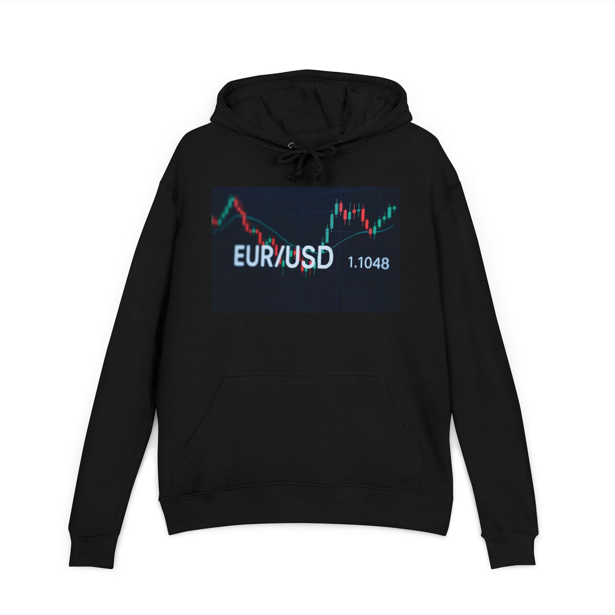 EUR/USD Trading Chart Black French Terry Hoodie