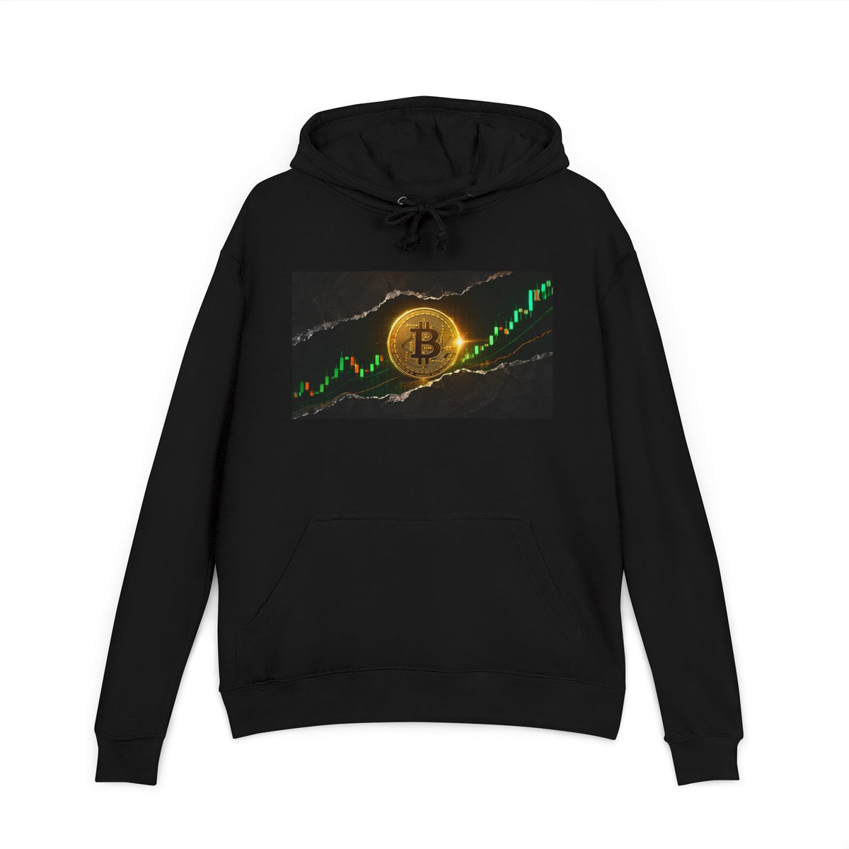 Bitcoin Rising Chart Black French Terry Hoodie